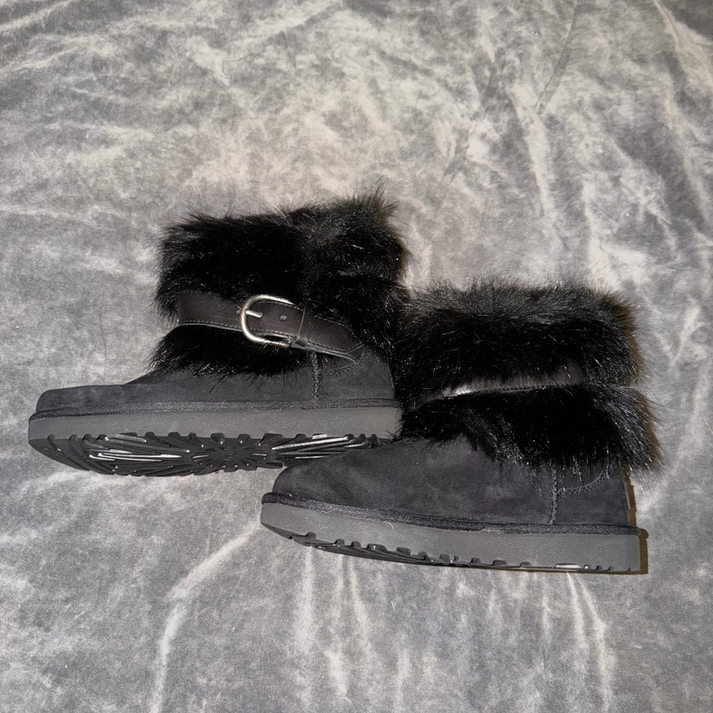 Womens UGG Classic Buckle Mini Black Boots Size 6